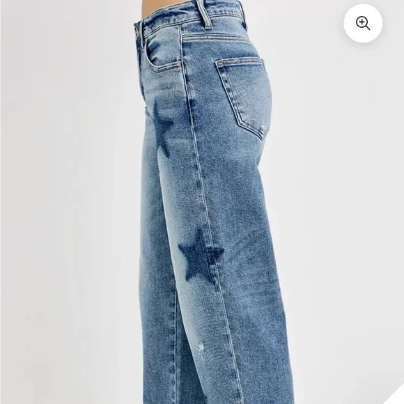 Risen Celeste High Rise Star Shadow Boyfriend Jeans NWT - Picture 2 of 7